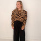 Renda Leopard Puff Sleeve Sweater, Brown