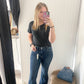 Judy Blue Angled Side Seam Detail Flare Jean, Dark Wash