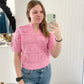 Meredith Floral Crochet Top, Pink
