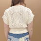 Yazzie Cable Knit Short Sleeve Sweater Top, Oatmeal