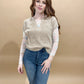 Elvie Floral Print Mesh Fitted Long Sleeve Top, Blush