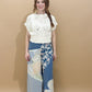 Anika Flower Patch Mixed Print Woven Wide Leg Pants, Denim