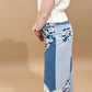Anika Flower Patch Mixed Print Woven Wide Leg Pants, Denim