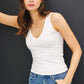 Bella V-Neck Jersey Tank, Off White