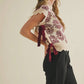 Helena Mock Neck Floral Sweater Vest, Mauve Wine