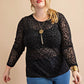 Animal Print Velvet Burnout Long Sleeve Top, Black