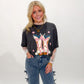 Bryleigh Puff Print Girly Cowboy Boots Oversized Graphic Tee, Black