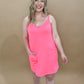 Neon Nights Active Mini Dress w/ Built In Romper, Neon Pink