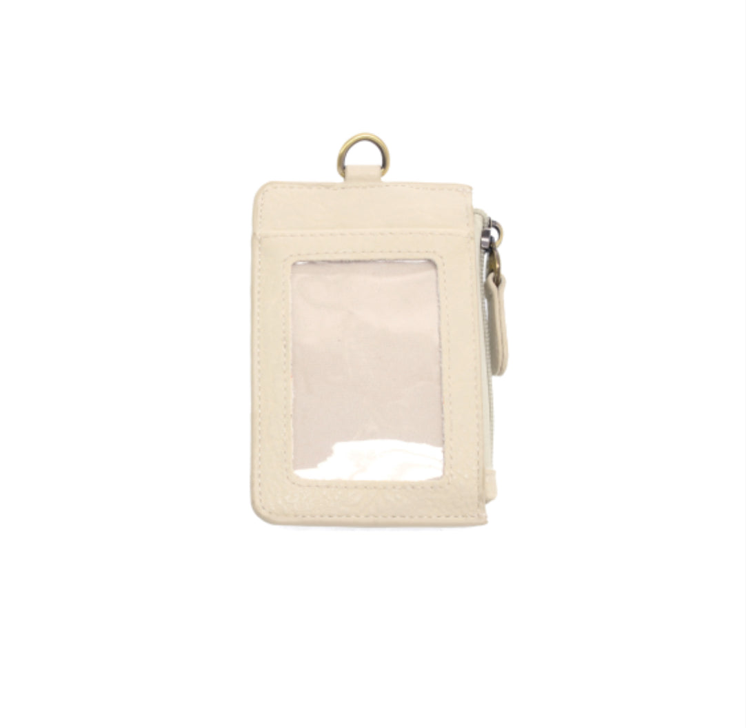 Dolly Small Card Wallet with Key Ring, Ivory
