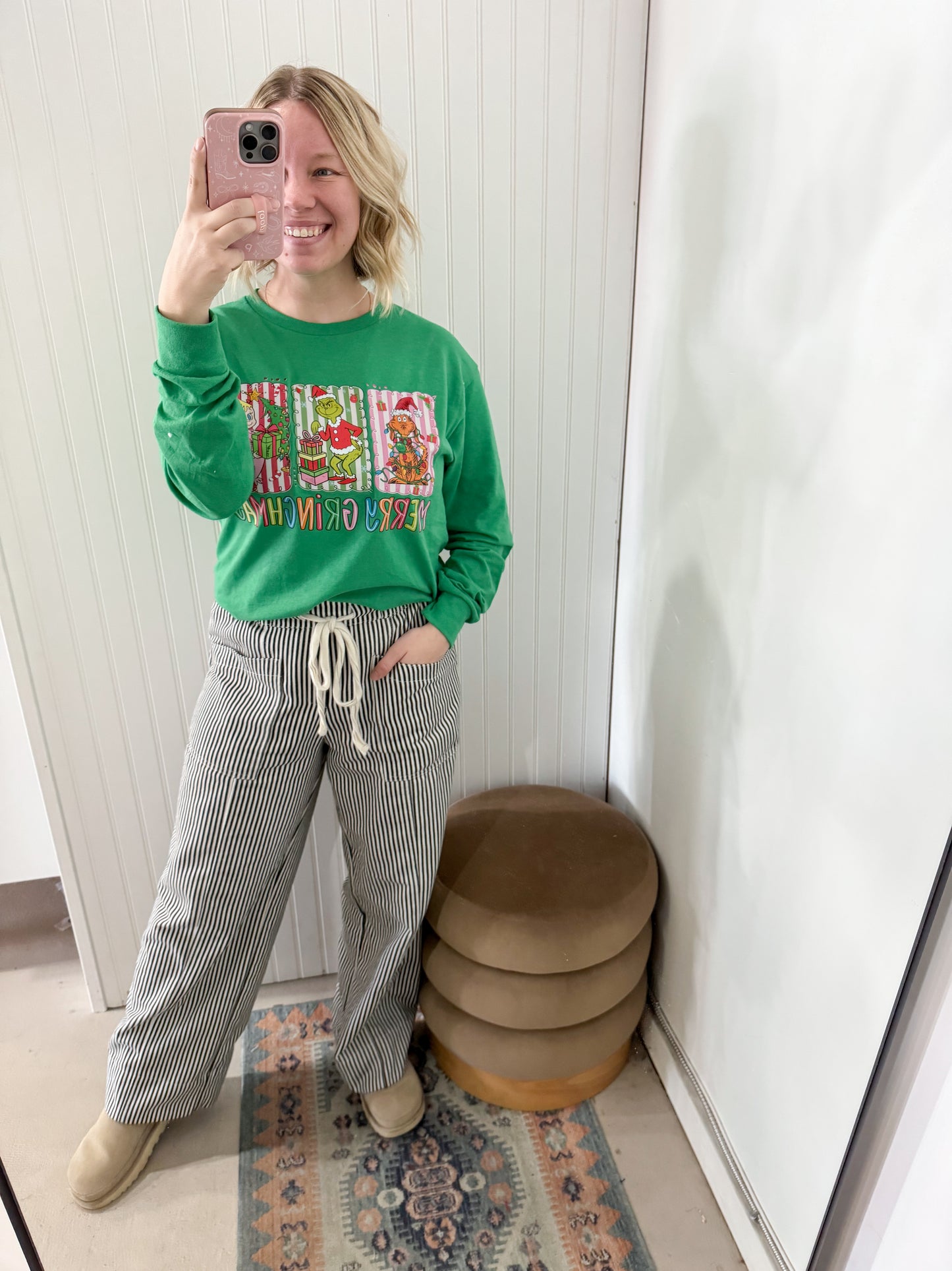 Merry Grinchmas Long Sleeve Graphic Tee, Green