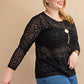 Animal Print Velvet Burnout Long Sleeve Top, Black
