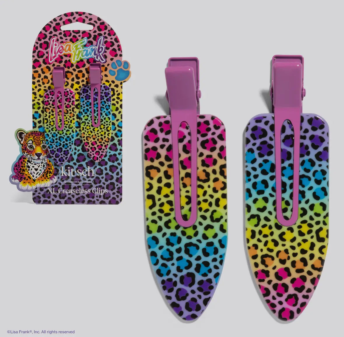 Kitsch x Lisa Frank XL Creaseless Clips, Rainbow Leopard
