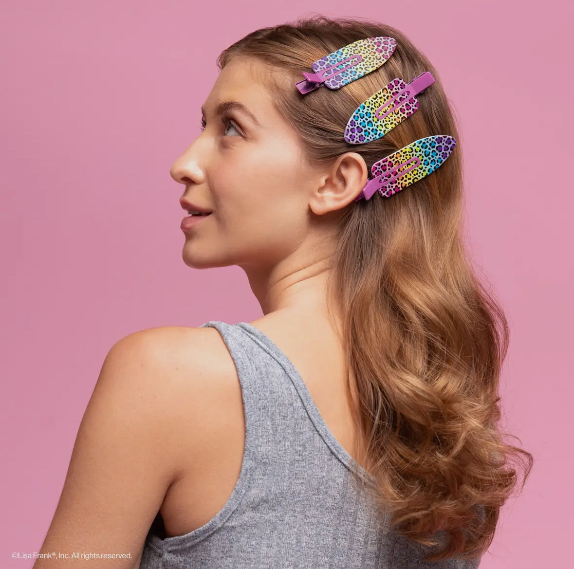 Kitsch x Lisa Frank XL Creaseless Clips, Rainbow Leopard