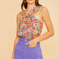 Sasha Floral Print Halter Neck Woven Blouse, Multi Color