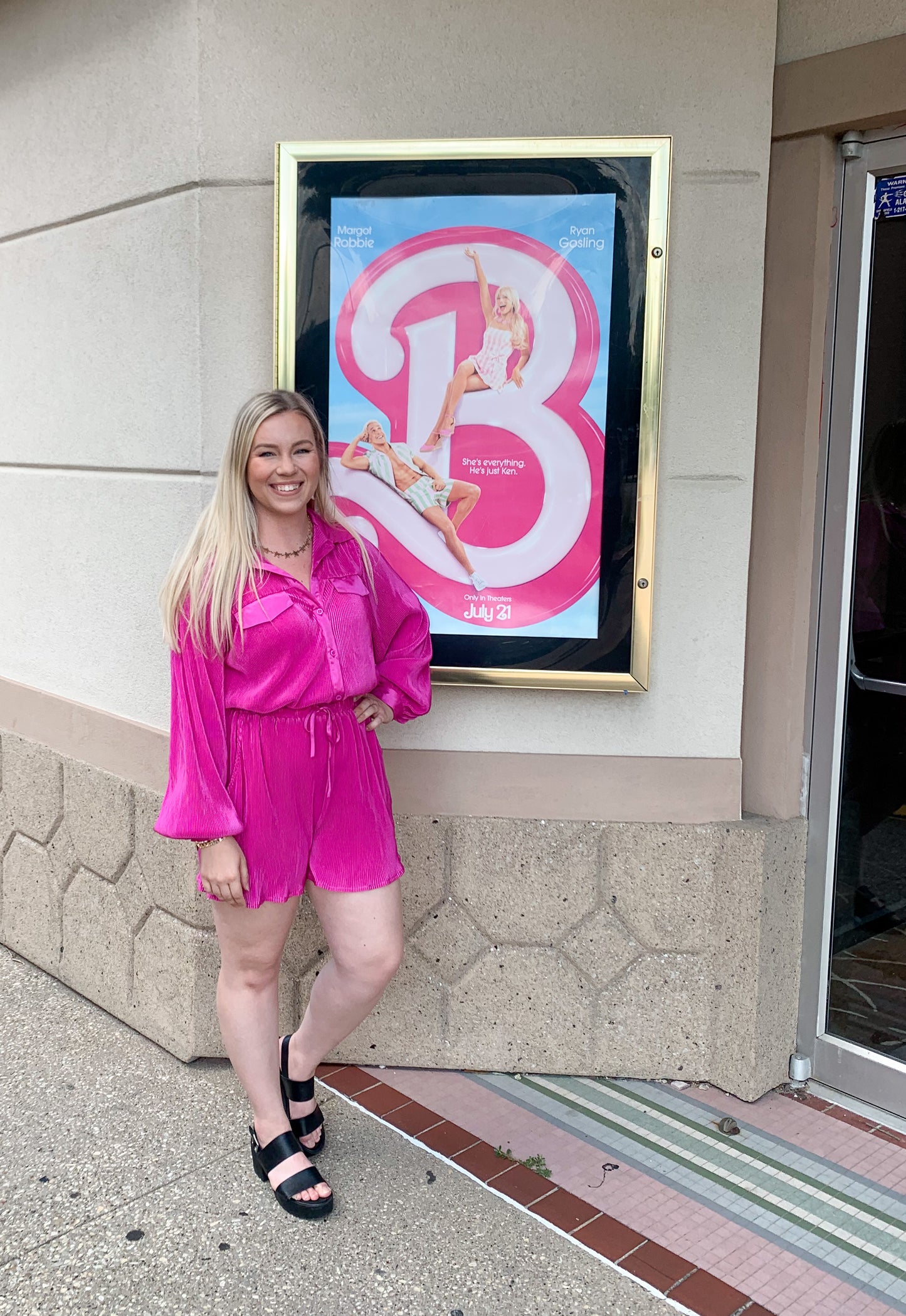 Barbi Girl Romper, Hot Pink