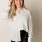 Frenchie Lightweight Button Down Top, White
