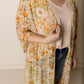 Vintage Print Chiffon Duster Kimono, Mustard Multi
