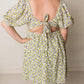 Drea Daisy Print Baby Doll Dress with Puff Sleeves, Lime Mix