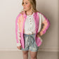Pippa Color Block Linen Top, Pink Multi