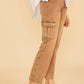 Nuna Lyocell Stretch High Rise Cargo Denim Jeans, Toffee