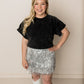 Maren Garment Washed Studded Cropped Tee, Black