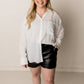Frenchie Lightweight Button Down Top, White