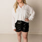 Frenchie Lightweight Button Down Top, White