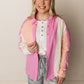 Pippa Color Block Linen Top, Pink Multi