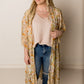 Vintage Print Chiffon Duster Kimono, Mustard Multi