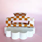 Tan Checkered Claw Clip