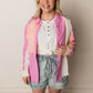 Pippa Color Block Linen Top, Pink Multi