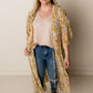 Vintage Print Chiffon Duster Kimono, Mustard Multi