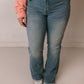Mae Light Wash Flares with Distressed Hem, Risen