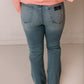 Mae Light Wash Flares with Distressed Hem, Risen