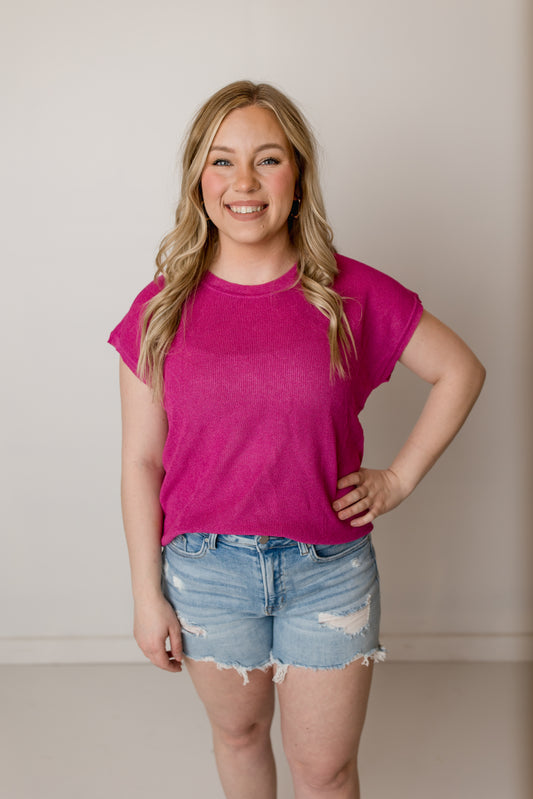 Gia Sweater Top, Hot Pink