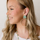 Gold Hammered Hoop Earring With Turquoise Flower Post