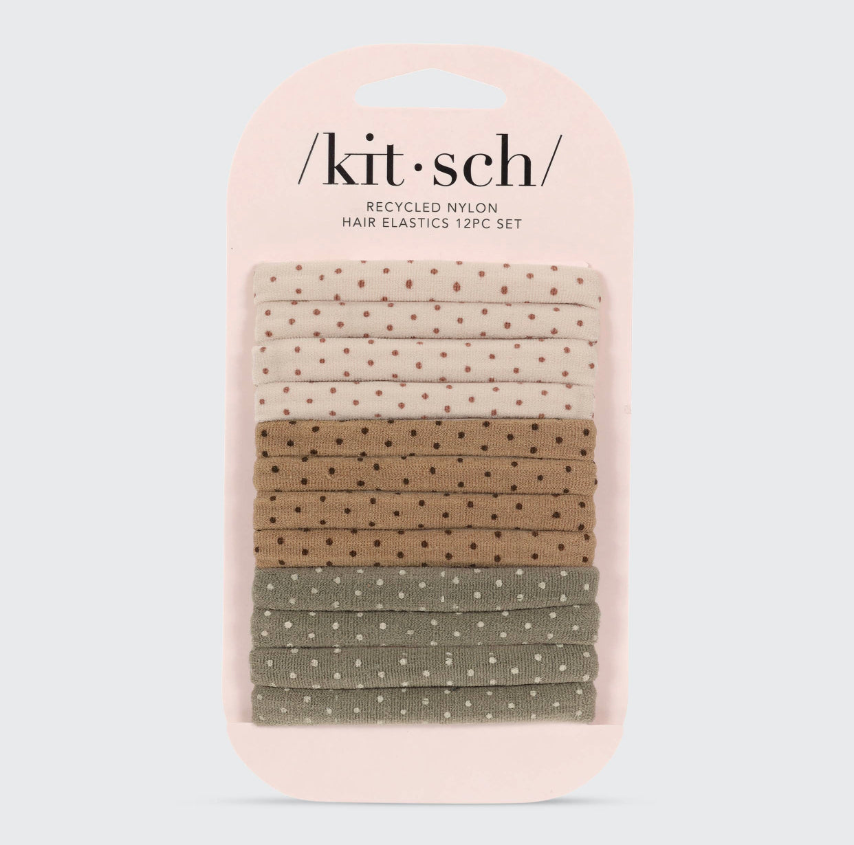 Kitsch Recycled Nylon Medium Polka Dot Elastics, 12 pack