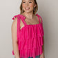 Let's Go Girls Tiered Tank, Hot Pink