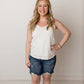 Dana Double V-Neck Jersey Tank, Ivory