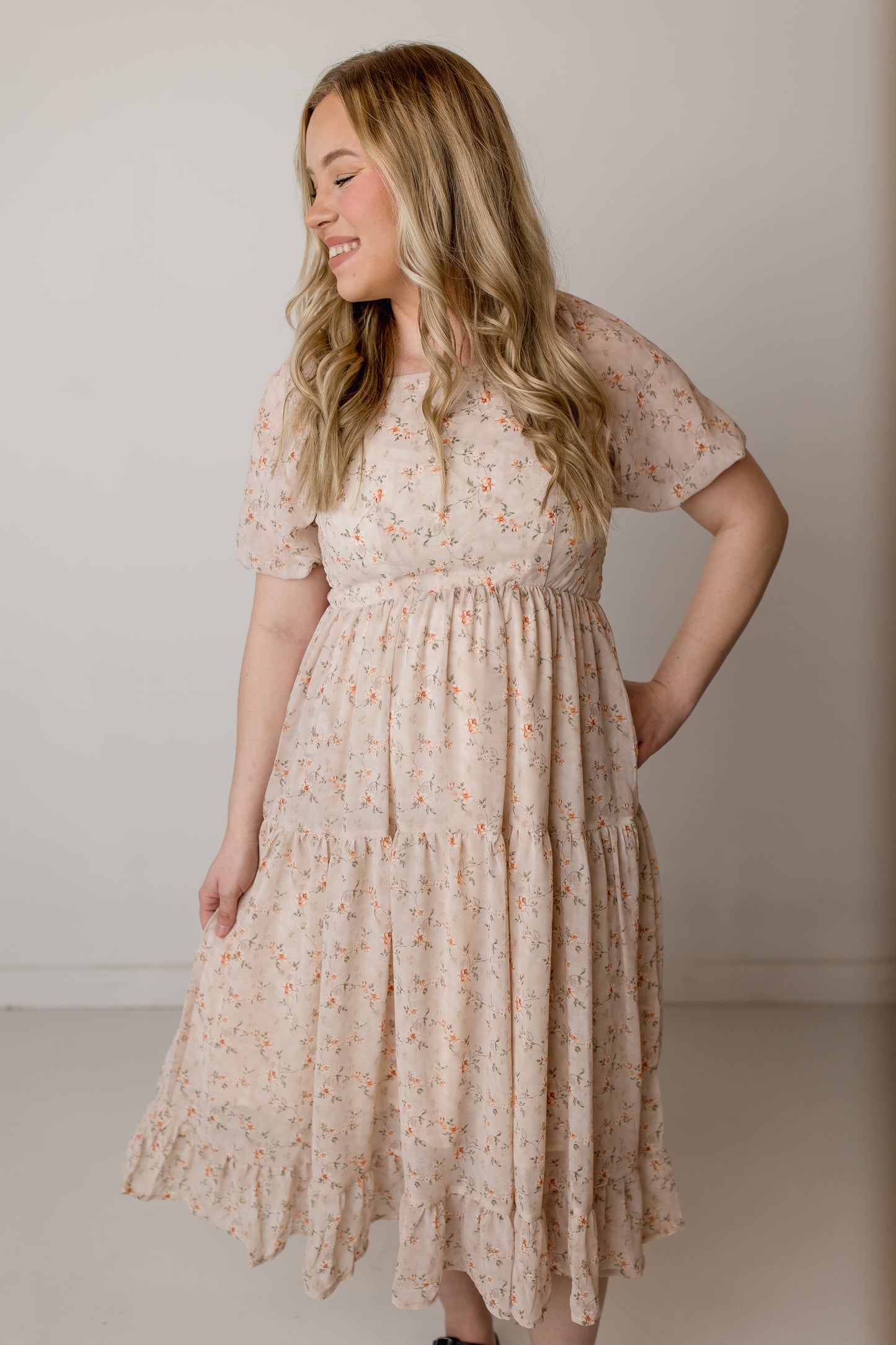 Poppy Dress, Pale Peach