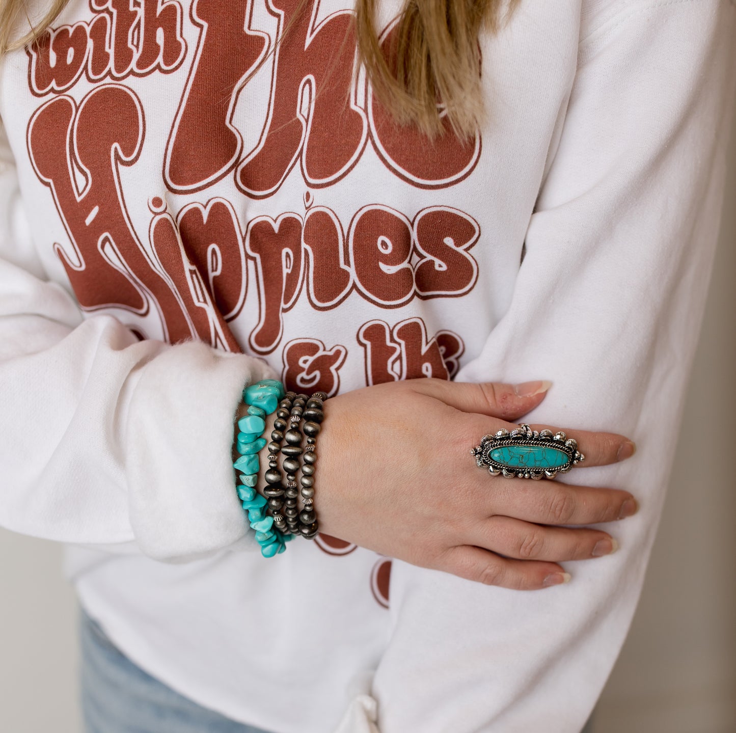 3 Strand Faux Navajo Pearl Stretch Bracelet Set