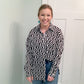 Kloris Flirty Print Top, Black/White