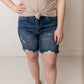 Risen Dark Wash Distressed Midi Shorts