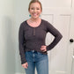 Leah Jersey Knit Top, Charcoal