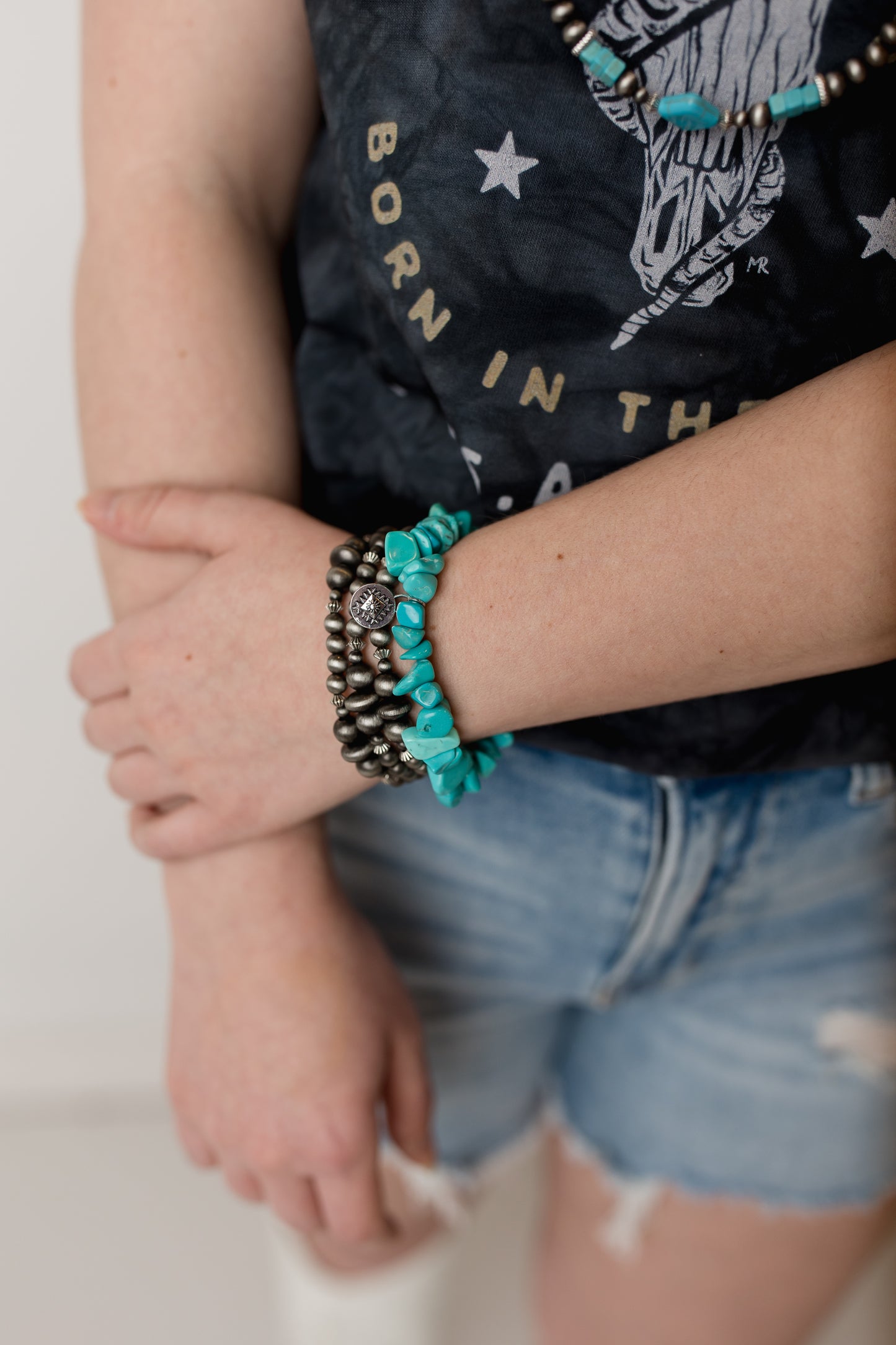 3 Strand Faux Navajo Pearl Stretch Bracelet Set